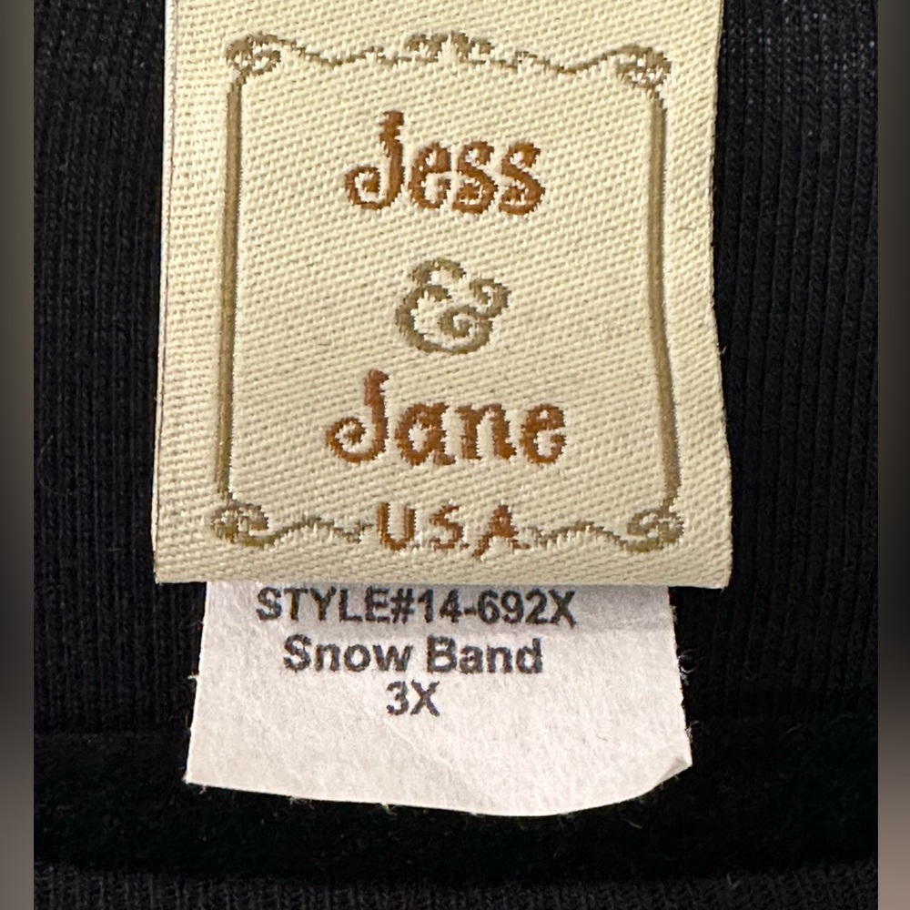 Jess & Jane Black Snow Band Shirt Size 3X 3/4 Length Sleeve Top NWT - Picture 3 of 6